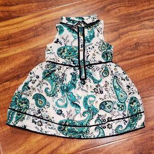 Janie and Jack NWT 6-12 months white/green/navy paisley dress